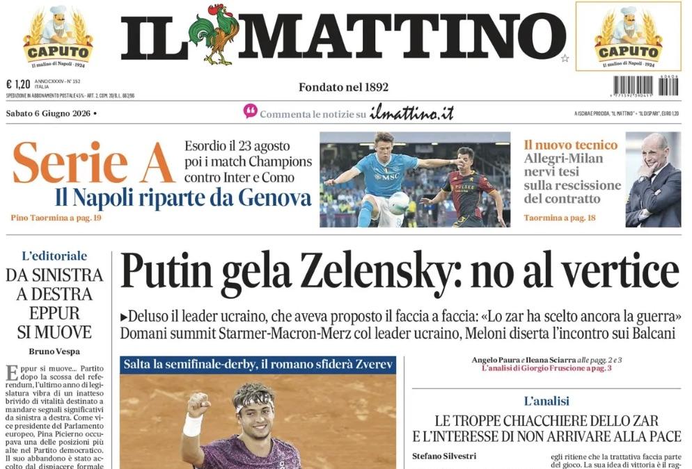 Calendario Serie A, Il Mattino: "Il Napoli riparte da Genova"