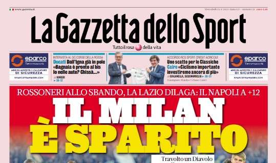 PRIMA PAGINA - Gazzetta dello Sport: “Il Milan è sparito”
