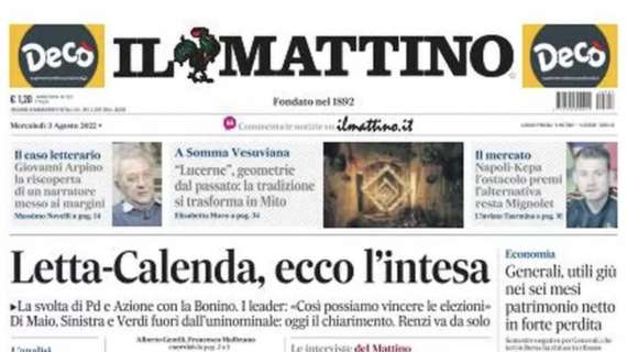 PRIMA PAGINA - Il Mattino: “Napoli-Kepa, l'ostacolo premi: l'alternativa resta Mignolet"