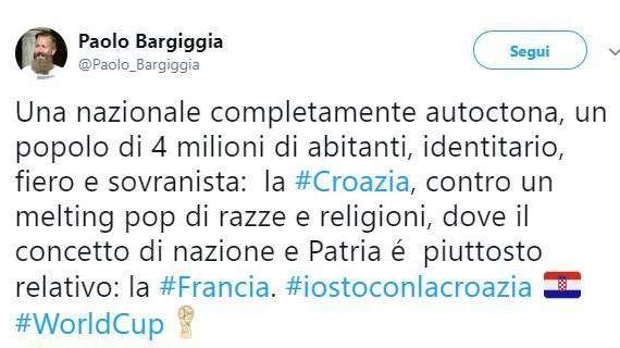 FOTO - Mediaset bacchetta Bargiggia e prende le distanze: incriminato un tweet del giornalista su Francia-Croazia