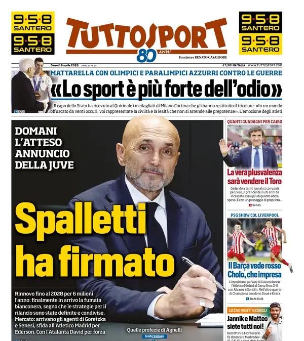 Tuttosport: "Spalletti ha firmato. Domani l'atteso annuncio della Juve"