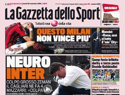 FOTO – Gazzetta dello Sport in prima pagina: “Napoli si ritrova, neuro Inter: Mazzarri fa mea culpa”