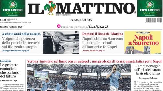 PRIMA PAGINA - Il Mattino su Kvara: "La perla"