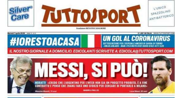 PRIMA PAGINA - Tuttosport titola: "Salviamo il calcio!". E sull'Inter: "Messi, si può"