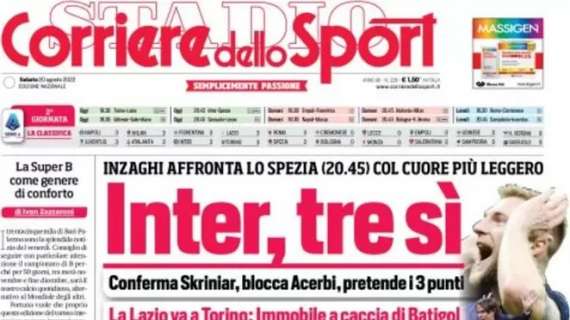 PRIMA PAGINA - Corriere dello Sport: "Inter, tre sì"