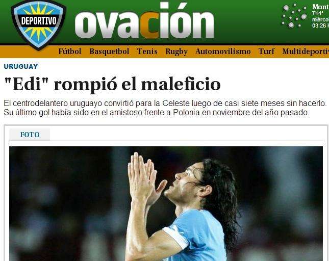 FOTO - Dall'Uruguay: "Edi ha rotto l'incantesimo", nove mesi fa l'ultimo gol in gare ufficiali