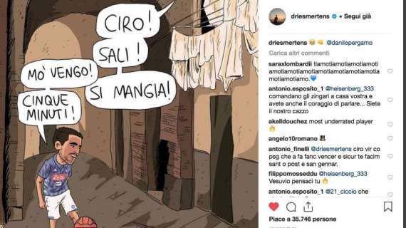 FOTO - Ciro Mertens in versione scugnizzo sui social, Dries condivide la vignetta su Instagram
