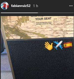 FOTO - Fabian Ruiz in volo verso Napoli: ecco lo scatto in aereo 