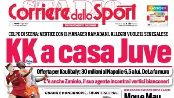 PRIMA PAGINA - Corriere dello Sport: "KK a casa Juve"