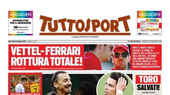 PRIMA PAGINA - Tuttosport: "Super Milan, pazza Juve"