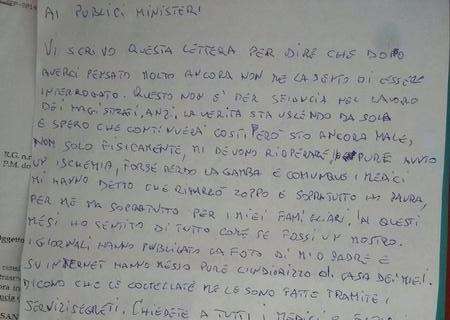FOTO - Ecco le immagini della lettera inviata da Daniele De Santis ai pm
