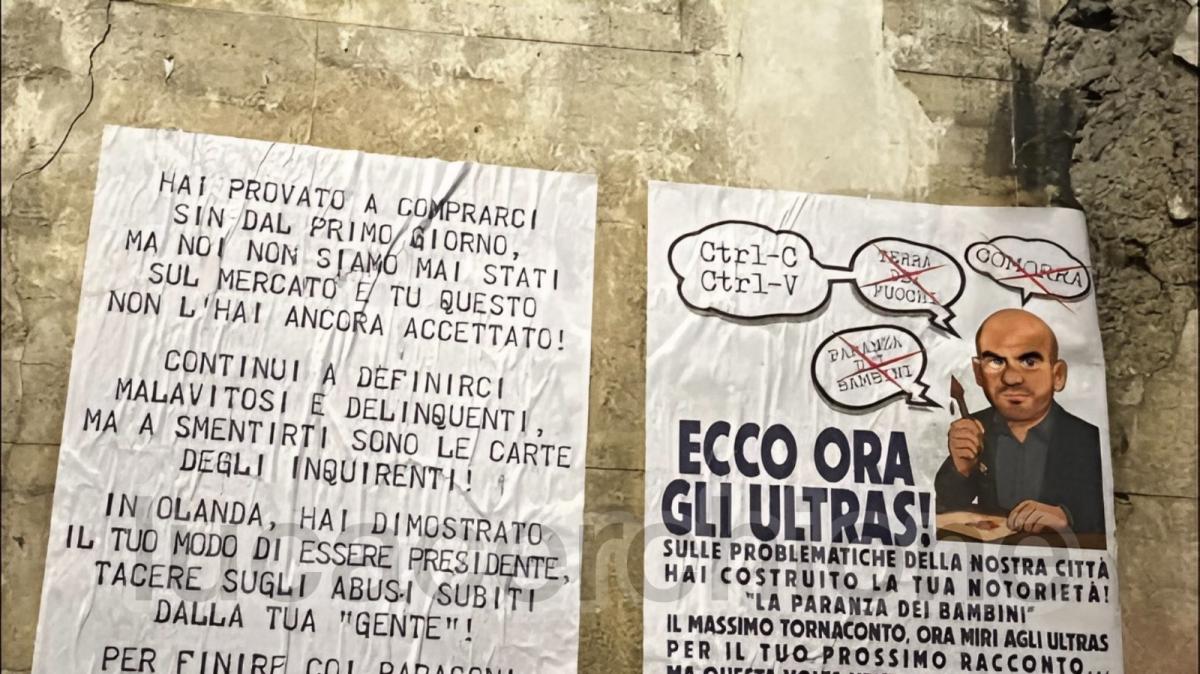 Ultras Curva A e Curva B contro ADL e Saviano: spuntano due manifesti in città