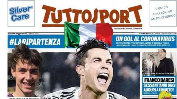 PRIMA PAGINA - Tuttosport e le dichiarazioni dal Portogallo: "Cr7 vive per la Juve"