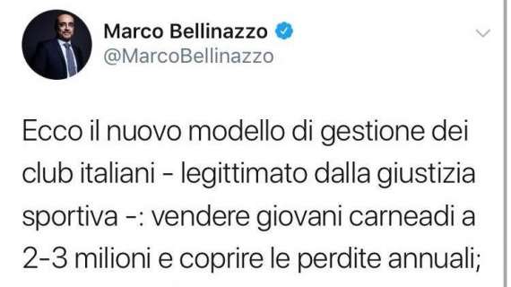 Bellinazzo durissimo sulla Giustizia sportiva: “Permette di vendere sconosciuti a 3mln per coprire i debiti!”