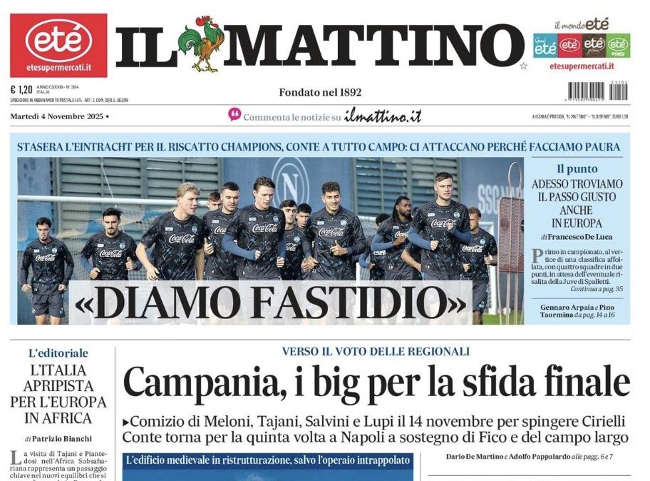 Il Mattino apre con le parole di Conte: "Diamo fastidio"