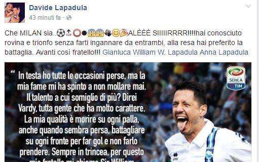 FOTO - Lapadula, il fratello conferma l'affare esultando sui social: "Che Milan sia!" 