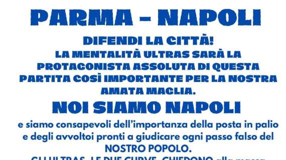 Volantino Curva A e B: "A Parma comportamento consono! Chi non ha il biglietto..."