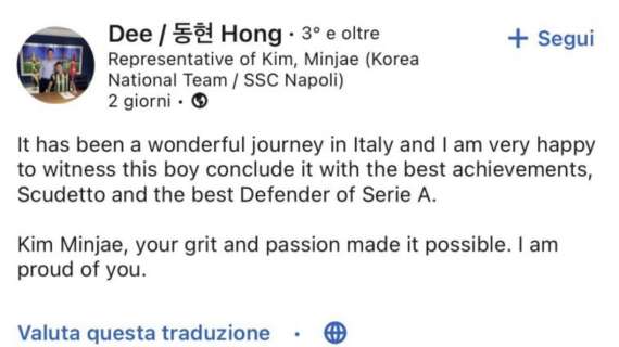 FOTO - Il messaggio enigmatico dell’agente di Kim: “È stato un viaggio meraviglioso in Italia”