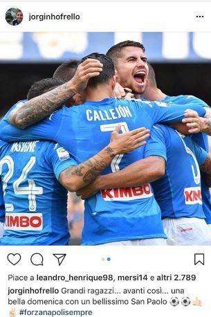 FOTO - Jorginho gioisce: "Bella domenica con un San Paolo bellissimo!"