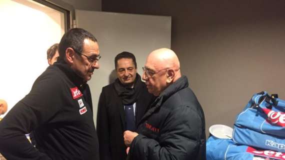 FOTO - La SSC Napoli: "Terzo tempo: i complimenti di Galliani a Sarri e agli azzurri"