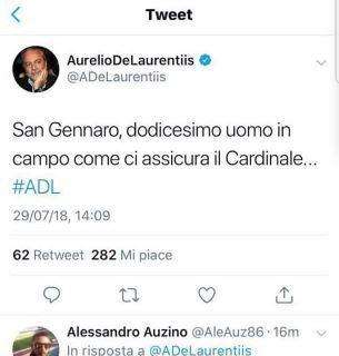 FOTO - Un tifoso scherza con ADL: "S.Gennaro si riduca l'ingaggio". Auriemma: "Ironia straordinaria"