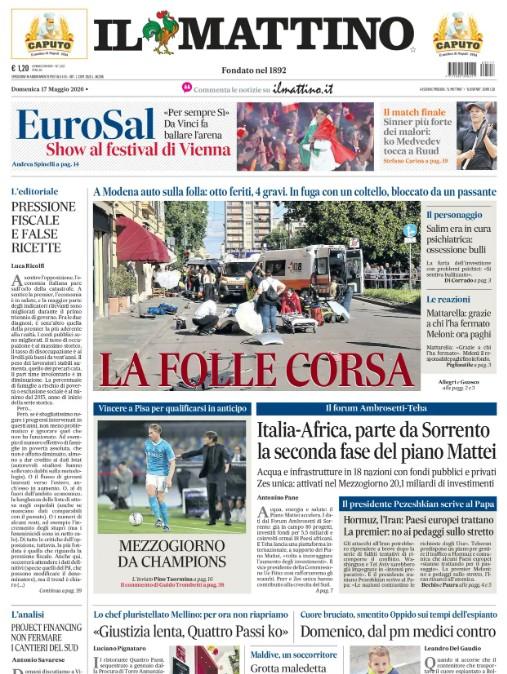 L'apertura de Il Mattino: "Mezzogiorno da Champions"