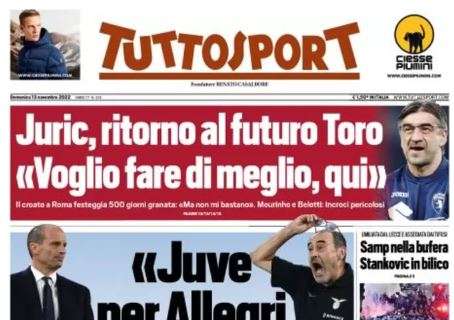 PRIMA PAGINA - Tuttosport dedica giusto un rigo al Napoli: "Fa 11 di fila e vola a +11"