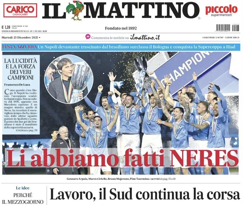 Il Mattino: "Li abbiamo fatti Neres"