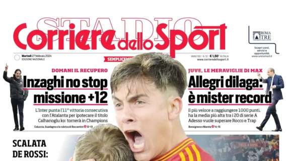 PRIMA PAGINA - Cds: "Napoli, la corsa non finisce qui"