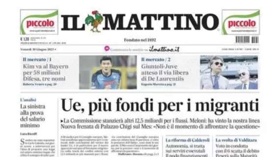 PRIMA PAGINA – Il Mattino: “Kim va al Bayern per 58mln. Difesa, tre nomi”