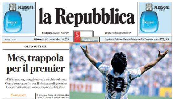 PRIMA PAGINA - Repubblica: "Il calcio va in Paradiso"