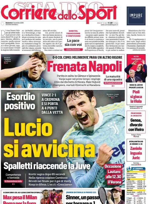Corriere dello Sport in taglio alto: "Frenata Napoli"