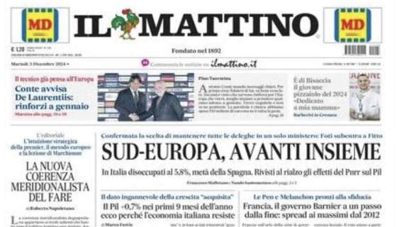 Il Mattino: "Conte avvisa De Laurentiis: rinforzi a gennaio"