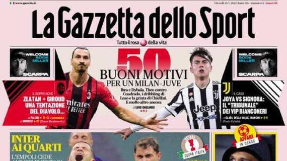PRIMA PAGINA - Gazzetta: "Sensi di coppa. Inter ai quarti"