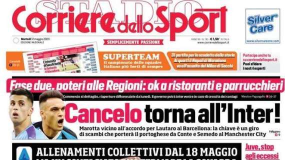 PRIMA PAGINA - CdS: "Allenamenti collettivi dal 18, un contagio può fermare la squadra"