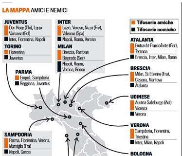 GRAFICO GazzSport - Amici e nemici, la mappa degli ultra' italiani!