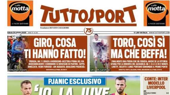 PRIMA PAGINA - Tuttosport: "Pjanic: Io, la Juve, CR7 e Messi. Toro, che beffa"