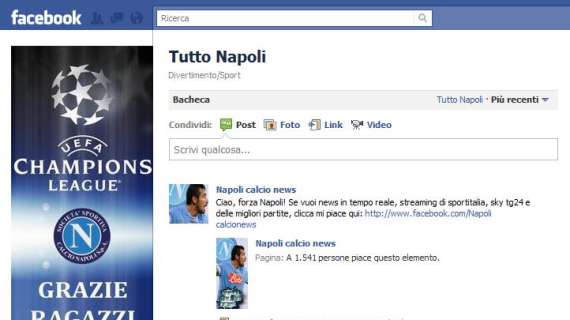 "Il Napoli visto da... FACEBOOK". Hai una pagina e vuoi farla conoscere? Scrivi a..