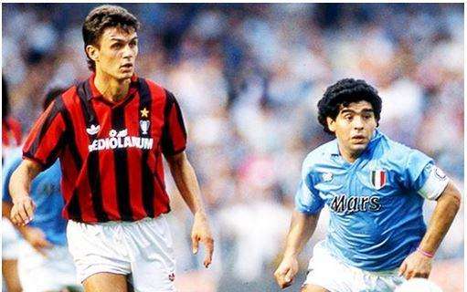 FOTO - La Serie A ricorda i vecchi Napoli-Milan con Maradona e Maldini 
