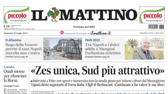 PRIMA PAGINA - Il Mattino in apertura: "Rudi a tutto campo"