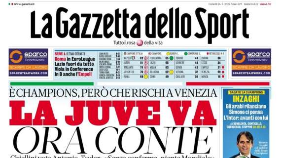 Gazzetta dello Sport a tutta pagina: "La Juve va, ora Conte"
