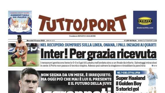 PRIMA PAGINA – Tuttosport: “Inter! Per grazia ricevuta”