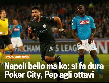 FOTO - Gazzetta titola: "Napoli bello ma ko, ora si fa dura"
