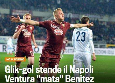 FOTO - Il titolo de La Gazzetta dello Sport: "Glik stende il Napoli. Ventura mata Benitez"