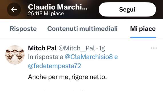 “Rigore Lozano netto, si gode ancora di più” e arriva il like dello juventino Marchisio ora in Rai