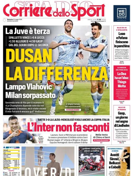 Corriere dello Sport apre con la vittoria della Juventus: "Dusan fa la differenza"
