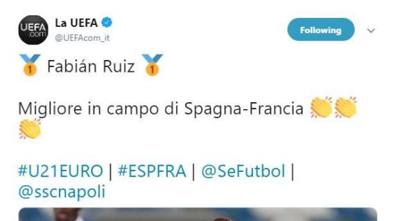 FOTO - L'Uefa celebra Fabiàn, l'azzurro eletto migliore in campo di Spagna-Francia U21