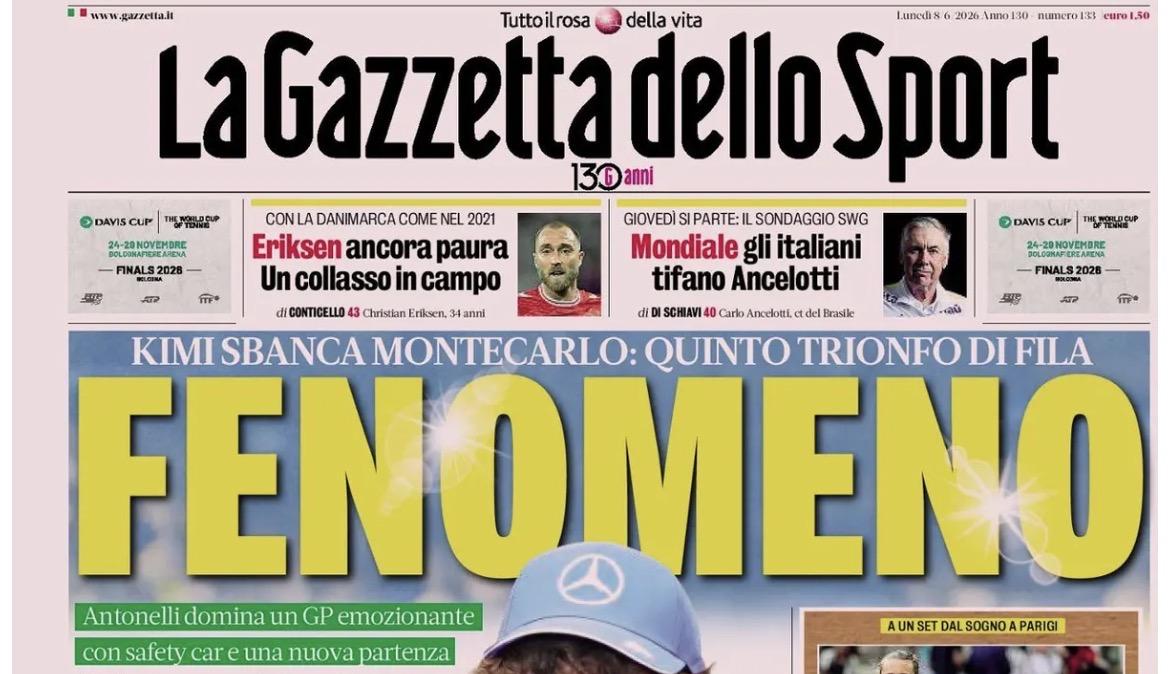Antonelli domina in Formula 1, Gazzetta dello Sport: "Fenomeno"