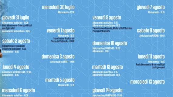 Castel di Sangro, il programma: 5 amichevoli, presentazione squadra e non solo