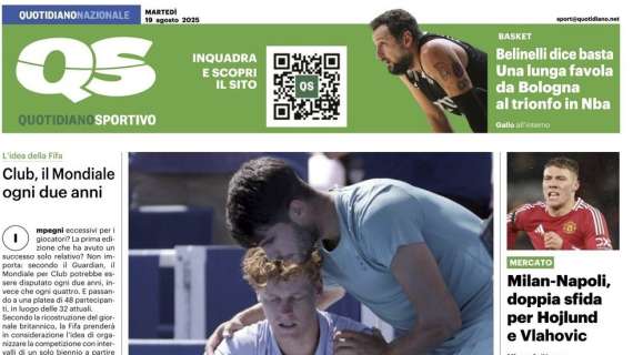 "Milan-Napoli, doppia sfida per Hojlund e Vlahovic": così QS in prima pagina